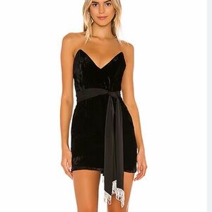 Camila Coelho Black Strapless Dress with Lace Detail